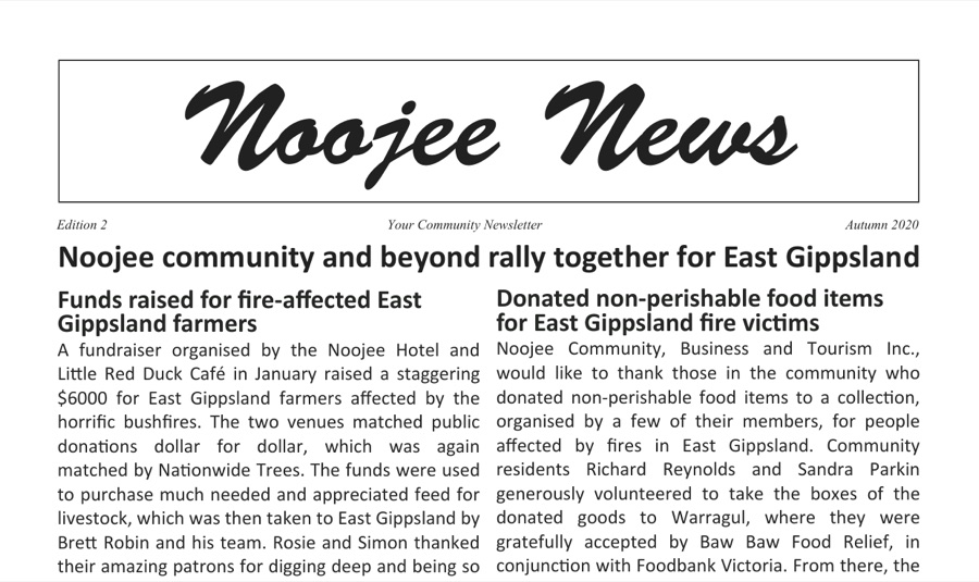 Noojee News, Autumn 2020 — cover