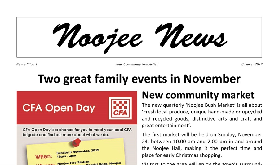 Noojee News, Summer 2019 — cover