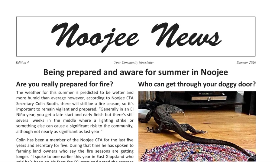 Noojee News, Summer 2020 — cover