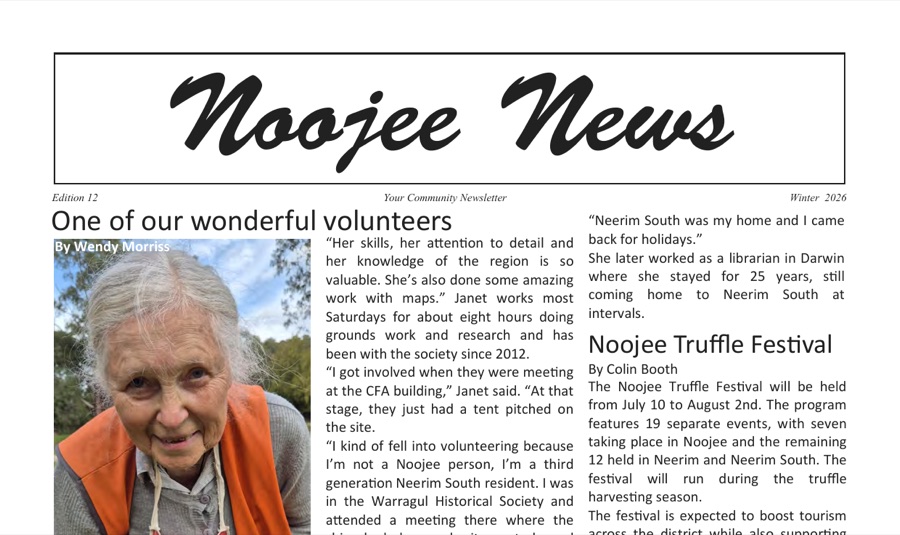 Noojee News, Winter 2026 — cover